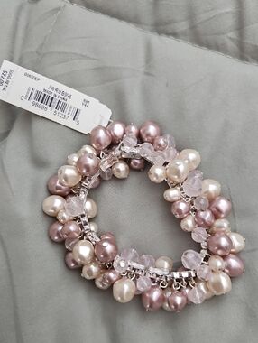 Liz Claiborn Pearl Cluster Bracelet - Pink & Cream